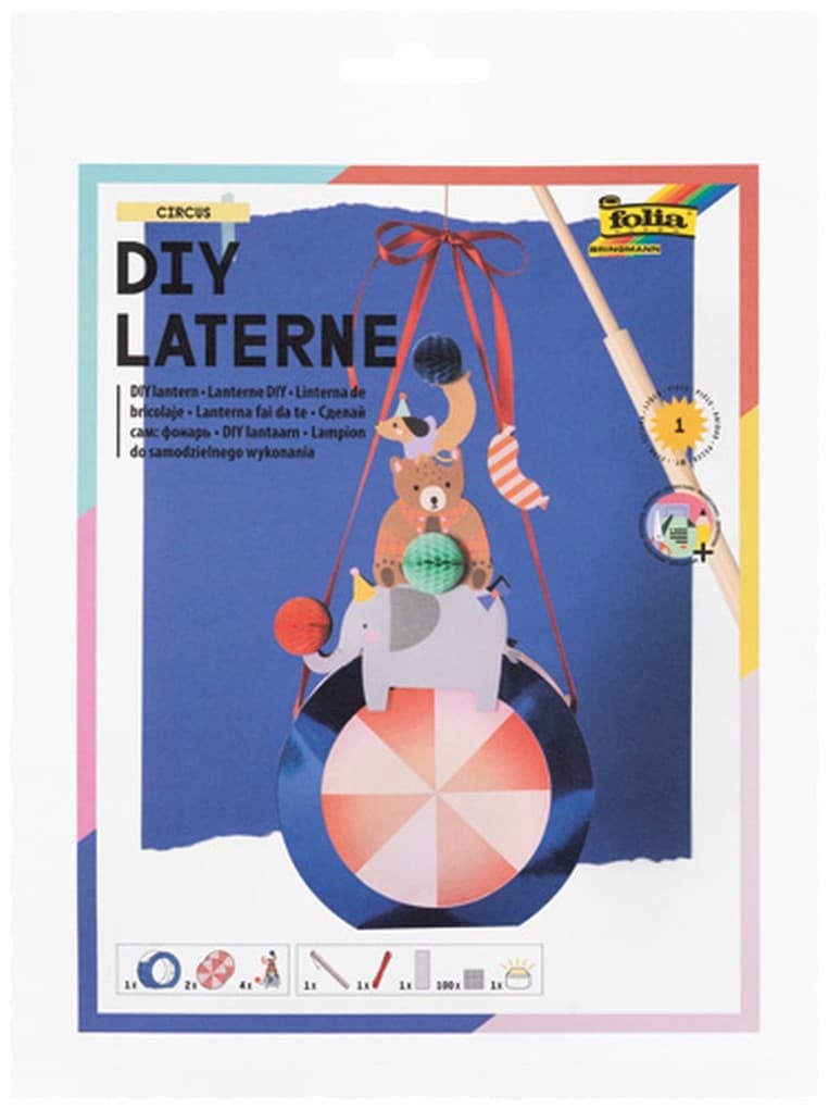 FOLIA Bastelartikel DIY Laterne Circus, inkl. 1 LED-Licht und Batterien