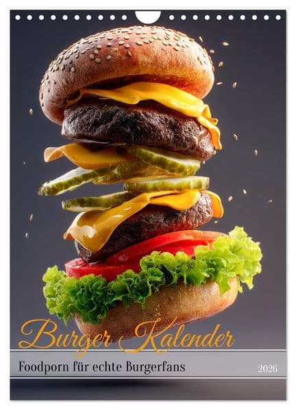 Burger Kalender - Foodporn für echte Burgerfans (Wandkalender 2026 DIN A4 hoch), CALVENDO Monatskalender