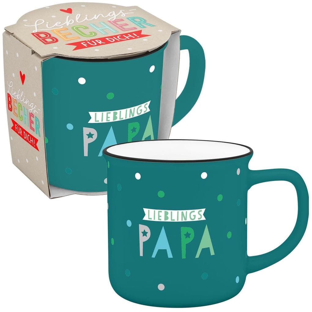 Becher in Emailloptik "Lieblingspapa"