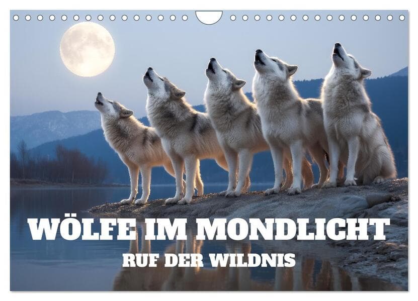 Wölfe im Mondlicht - Ruf der Wildnis (Wandkalender 2026 DIN A4 quer), CALVENDO Monatskalender