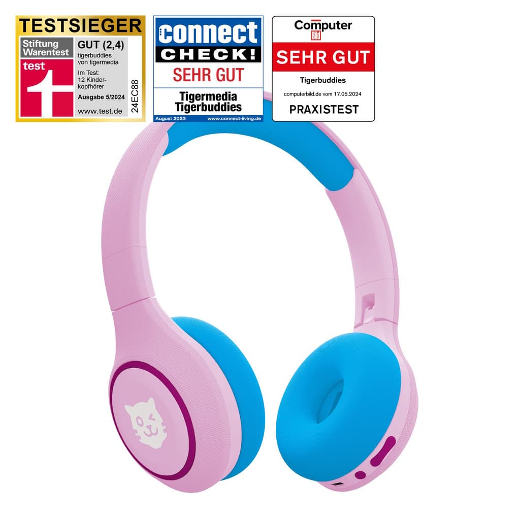 tigerbuddies Bluetooth Kinderkopfhörer Fresh Candy ( rosa / blau )