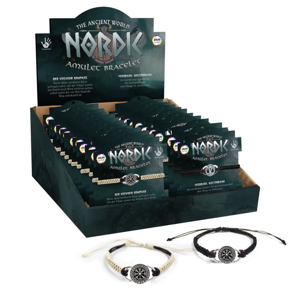 Sortiment Nordisches Kompass-Armband, 36 Stück sortiert im Display