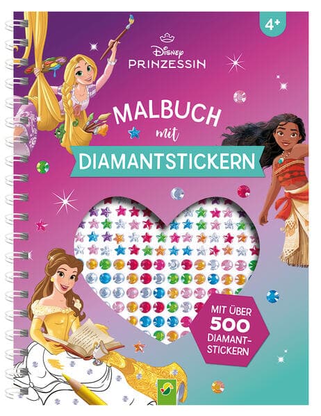Disney Prinzessin Malbuch mit Diamantstickern | Malspaß mit über 500 funkelnden Glitzersteinen