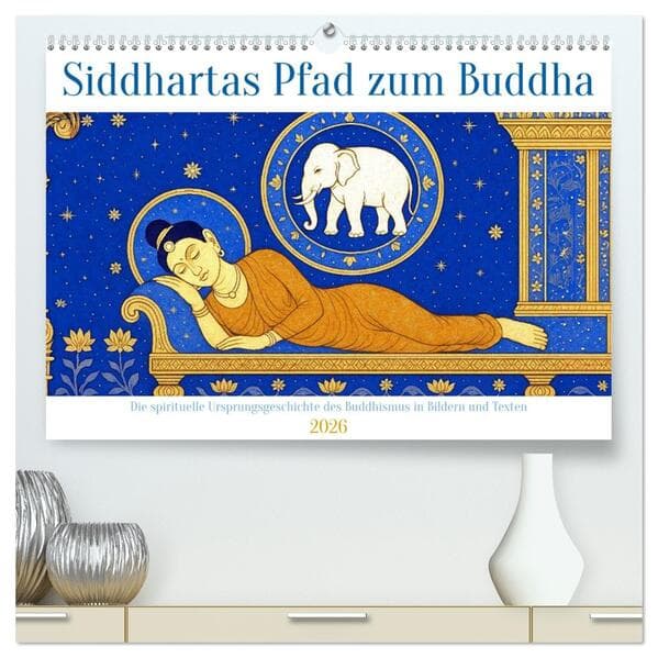 Siddhartas Pfad zum Buddha (hochwertiger Premium Wandkalender 2026 DIN A2 quer), Kunstdruck in Hochglanz