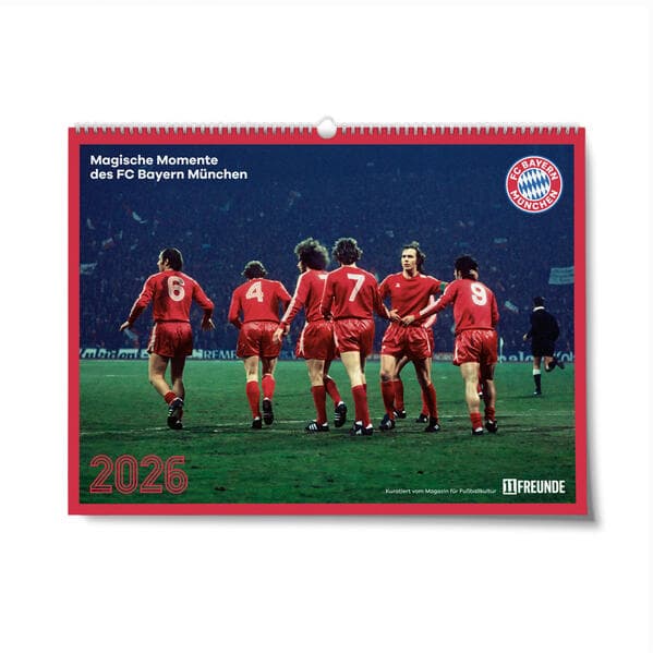 11Freunde - Magische Momente - legendäre Bilder aus der Geschichte des FC Bayern München 2026 | Nostalgie-Wandkalender im Großformat 44x33 cm | Fußballkalender für Fans & Sammler