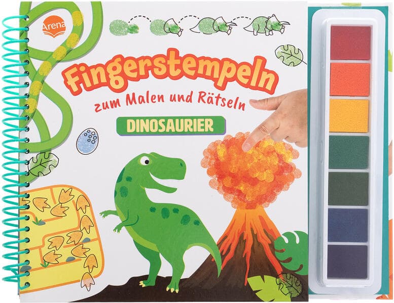 Fingerstempeln zum Malen und Rätseln. Dinosaurier