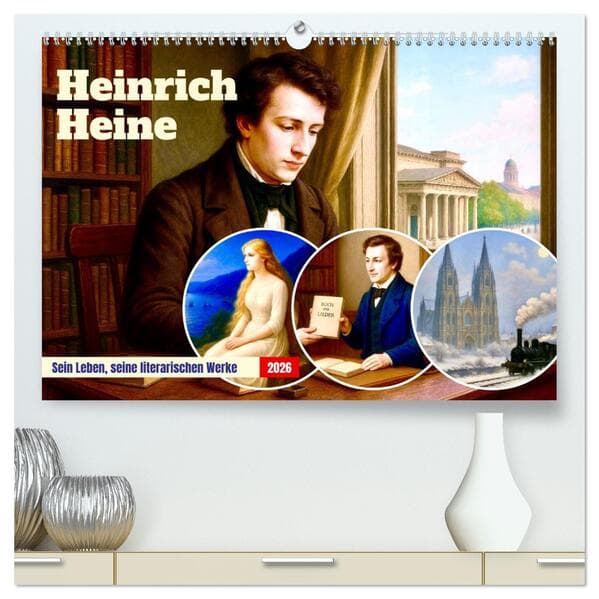 Heinrich Heine. Sein Leben, seine literarischen Werke (hochwertiger Premium Wandkalender 2026 DIN A2 quer), Kunstdruck in Hochglanz
