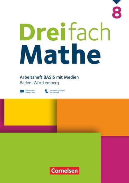 Dreifach Mathe 8. Schuljahr - Baden-Württemberg - Basis - Arbeitsheft mit Medien und Lösungen