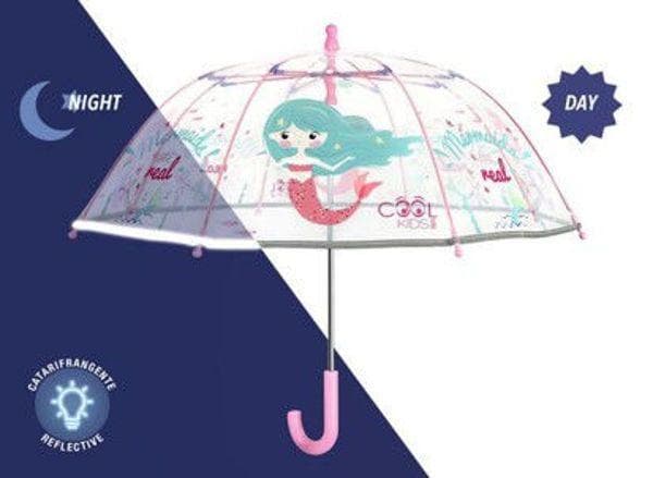 Glow in the Dark Kinderschirm Cool Kids MERMAID transparent, 42/8, manuell