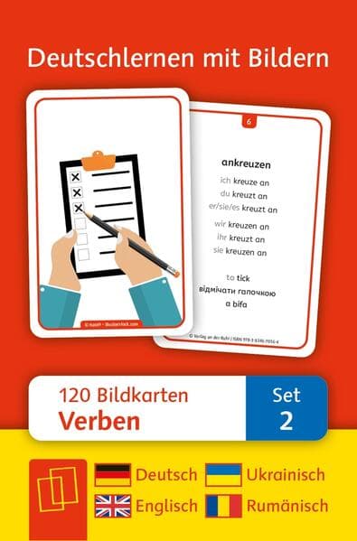 Verben: Set 2 - Deutsch, Englisch, Ukrainisch und Rumänisch