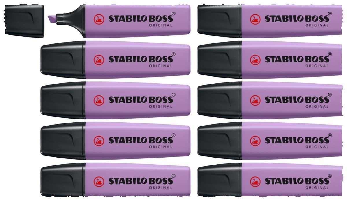 STABILO Textmarker - BOSS ORIGINAL NatureCOLORS Wildflower, 10er Set - grauviolett