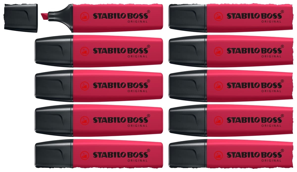 STABILO Textmarker - BOSS ORIGINAL NatureCOLORS Wildflower, 10er Set - burgunderrot