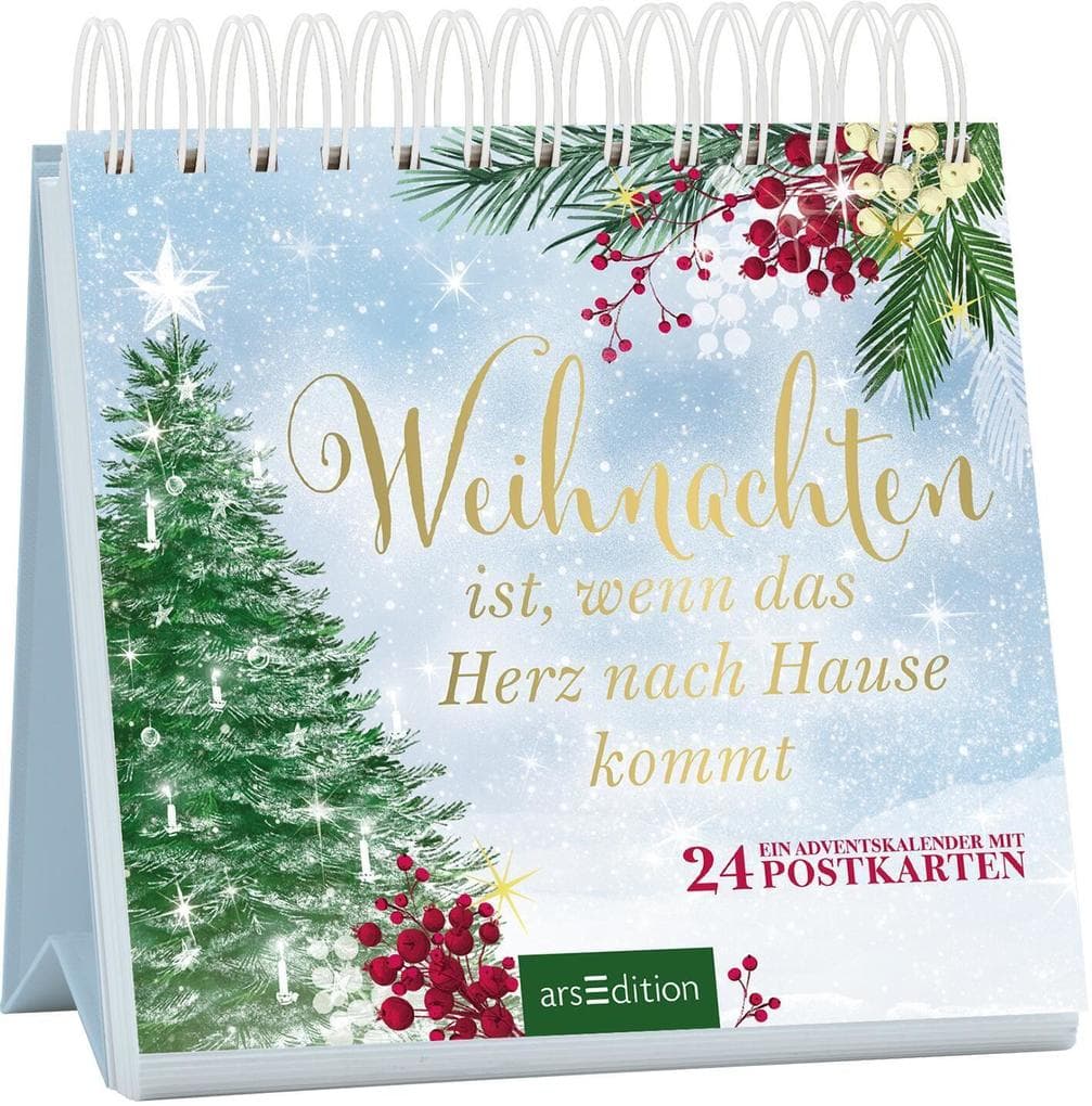 Postkarten-Adventskalender. Weihnachten ist, wenn das Herz nach Hause kommt