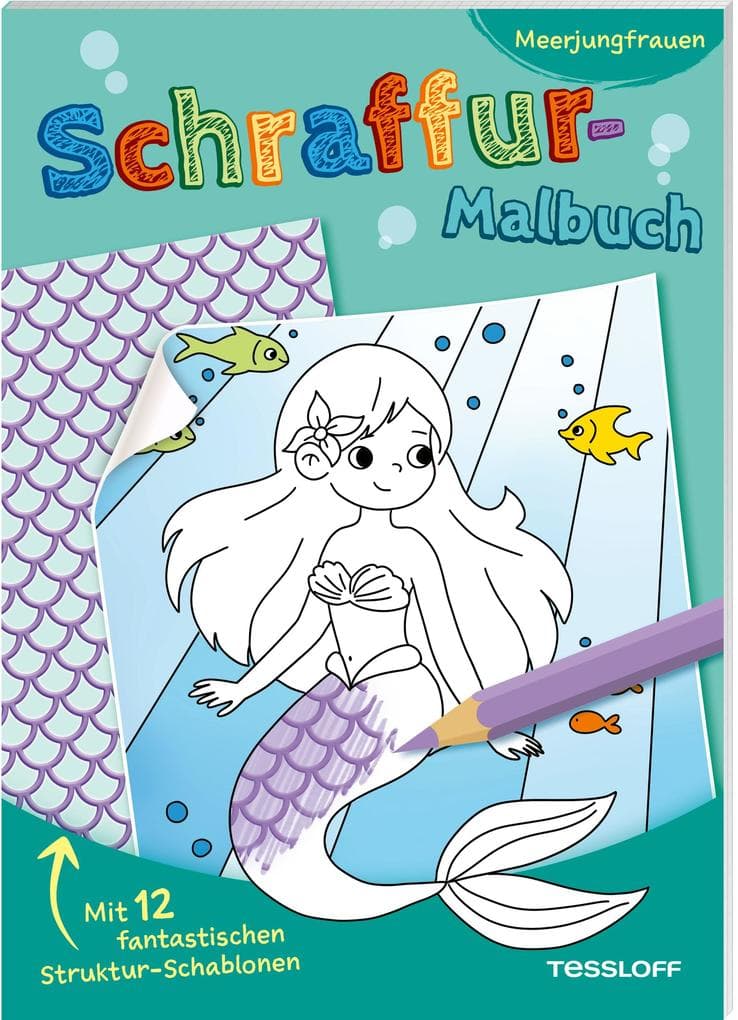 Schraffur-Malbuch. Meerjungfrauen