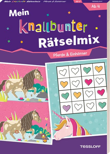 Mein knallbunter Rätselmix. Pferde & Einhörner