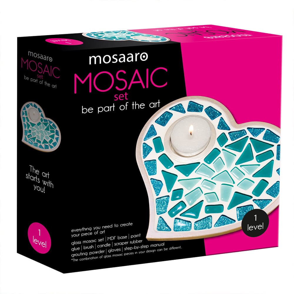 Kreativ-Set Mosaaro Glasmosaik Kerzenhalter. Herz MA1011