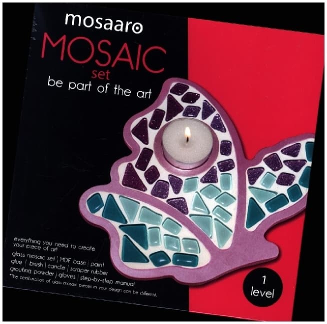 Kreativ-Set Mosaaro Glasmosaik Kerzenhalter. Schmetterling MA1004