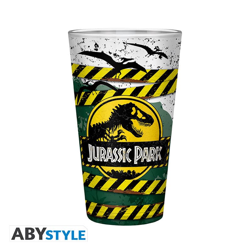 JURASSIC PARK - Large Glass - -Danger High Voltage -
