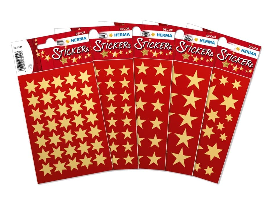 Herma Sticker Sterne Gold 423 Stück, Stern Sticker aus Goldpapier für Advent & Weihnachten, verschiedene Größen