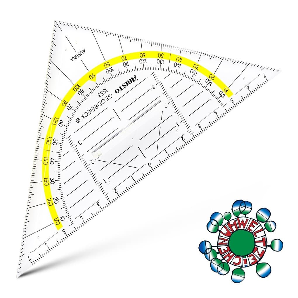 ARISTO Geodreieck 16 cm mit Griff, Facette und Tuschenoppen