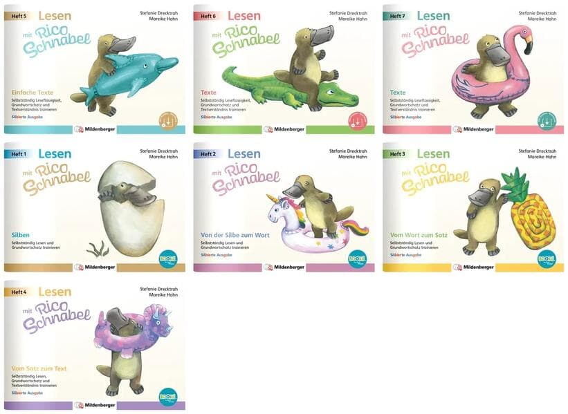Paket - Lesen mit Rico Schnabel - Komplettbezug Hefte 1 bis 7 (silbierte Ausgabe) davon Heft 1-4 mit BOOKii-Funktion