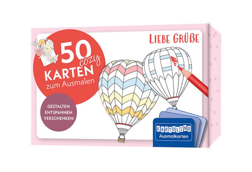 50 cozy Karten zum Ausmalen - Liebe Grüße