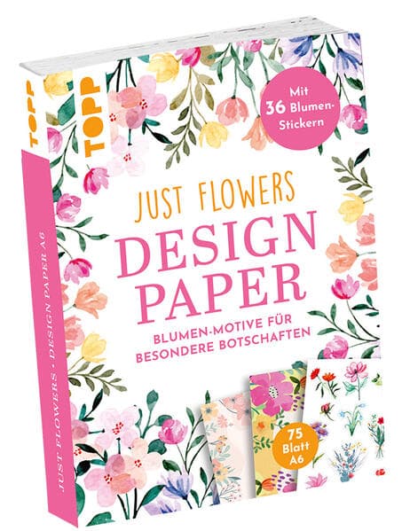 Design Paper Just Flowers A6 mit Blumen-Stickern