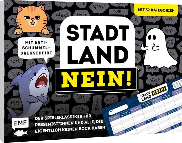 Stadt, Land, NEIN! - Der Spieleklassiker für Pessimist*innen und alle, die eigentlich keinen Bock haben