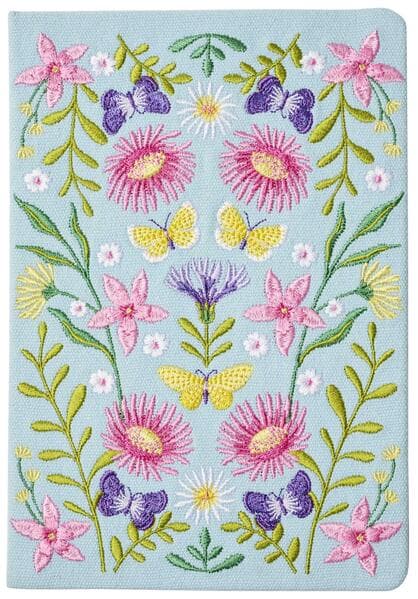 Blütenträume Notizbuch bestickt, A5 - 240 Seiten, mint