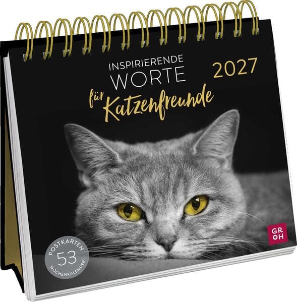 Postkartenkalender 2027: Inspirierende Worte für Katzenfreunde