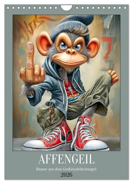 Affengeil. Humor aus dem Großstadtdschungel (Wandkalender 2026 DIN A4 hoch), CALVENDO Monatskalender