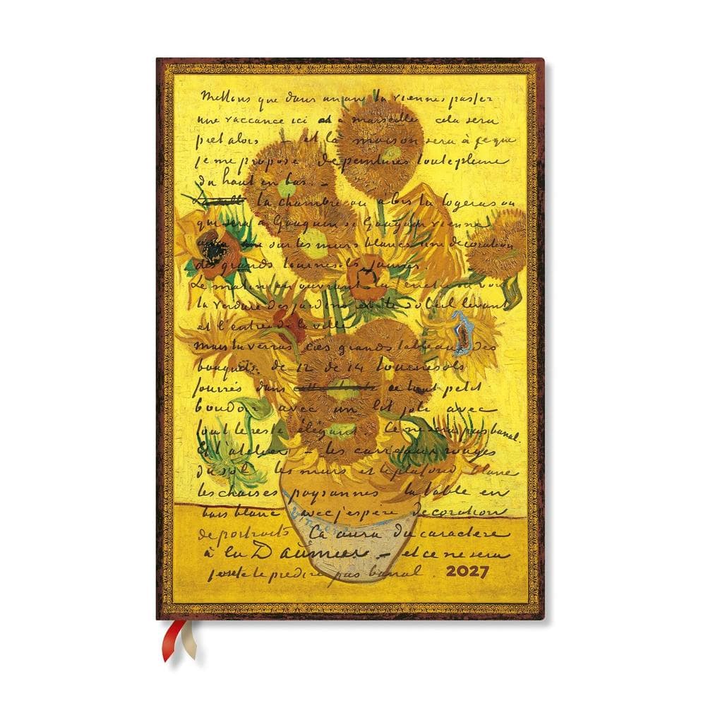 2027 Van Gogh, Sunflowers Grande Vertical Hardcover 12-Month Weekly Planner, 160pg, 100gsm by Paperblanks (Embellished Manuscripts Collection)