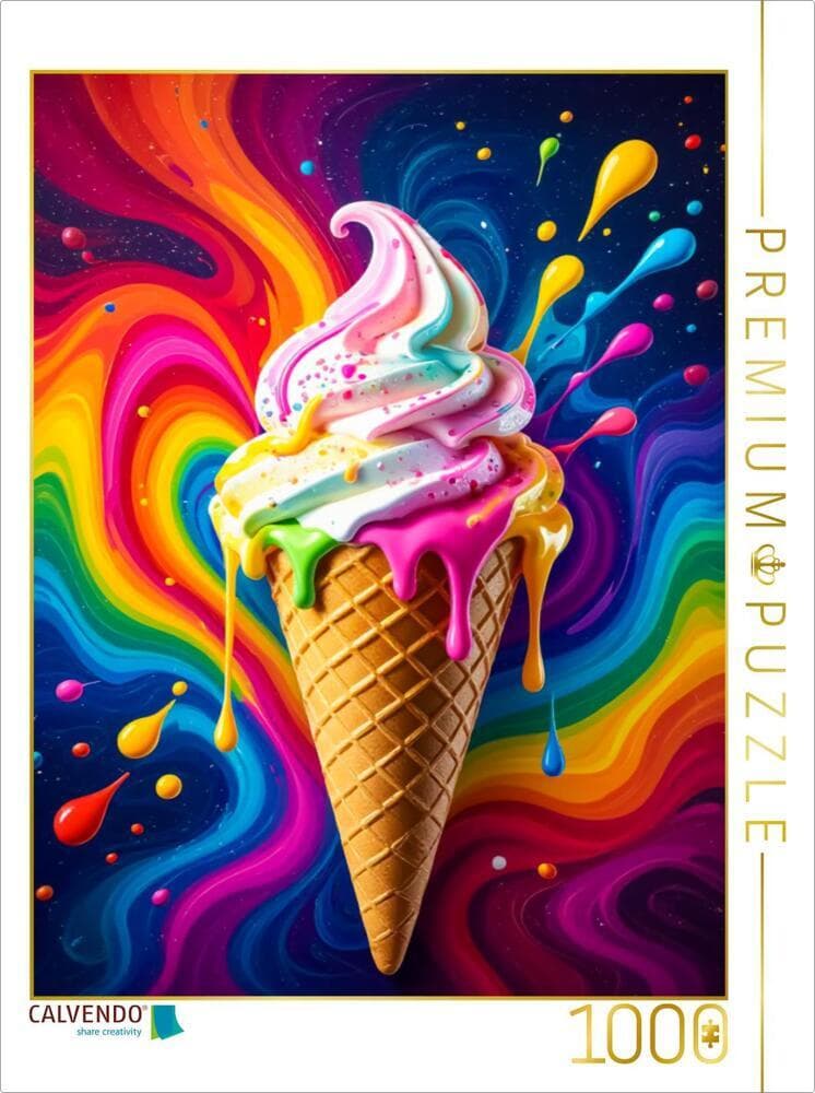 CALVENDO Puzzle Eiscreme im Regenbogenrausch | 1000 Teile Lege-Größe 64x48cm Foto-Puzzle für glückliche Stunden