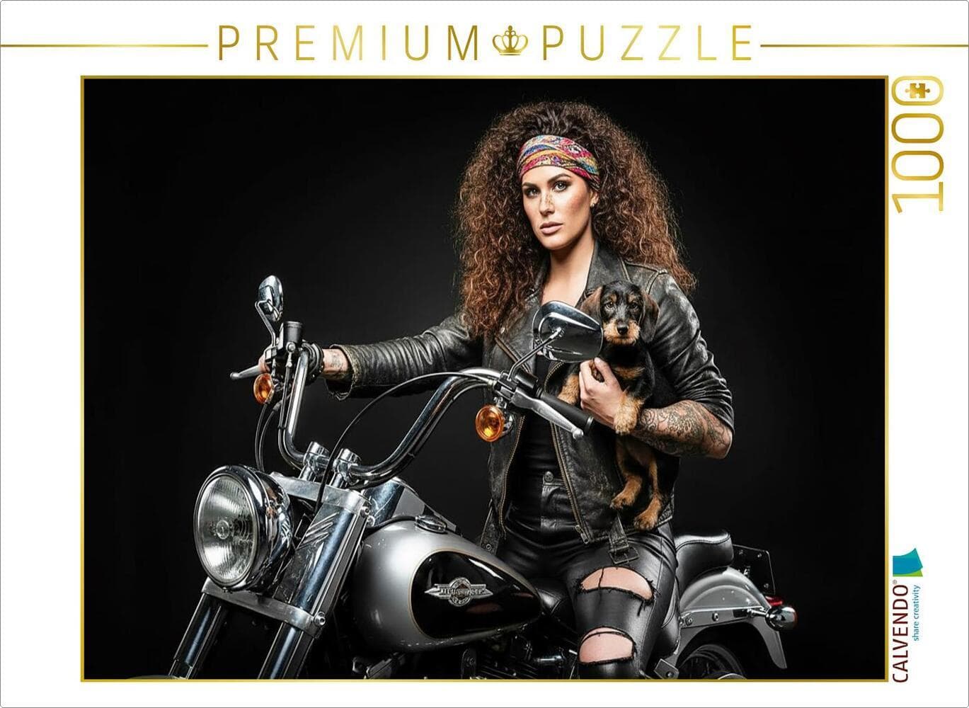 CALVENDO Puzzle Auf geht's Lady, lassen wir es krachen! | 1000 Teile Lege-Größe 64x48cm Foto-Puzzle für glückliche Stunden: Ein ganz starkes Couple lädt Sie auf eine gemeinsame Spritztour durch die Lande ein.