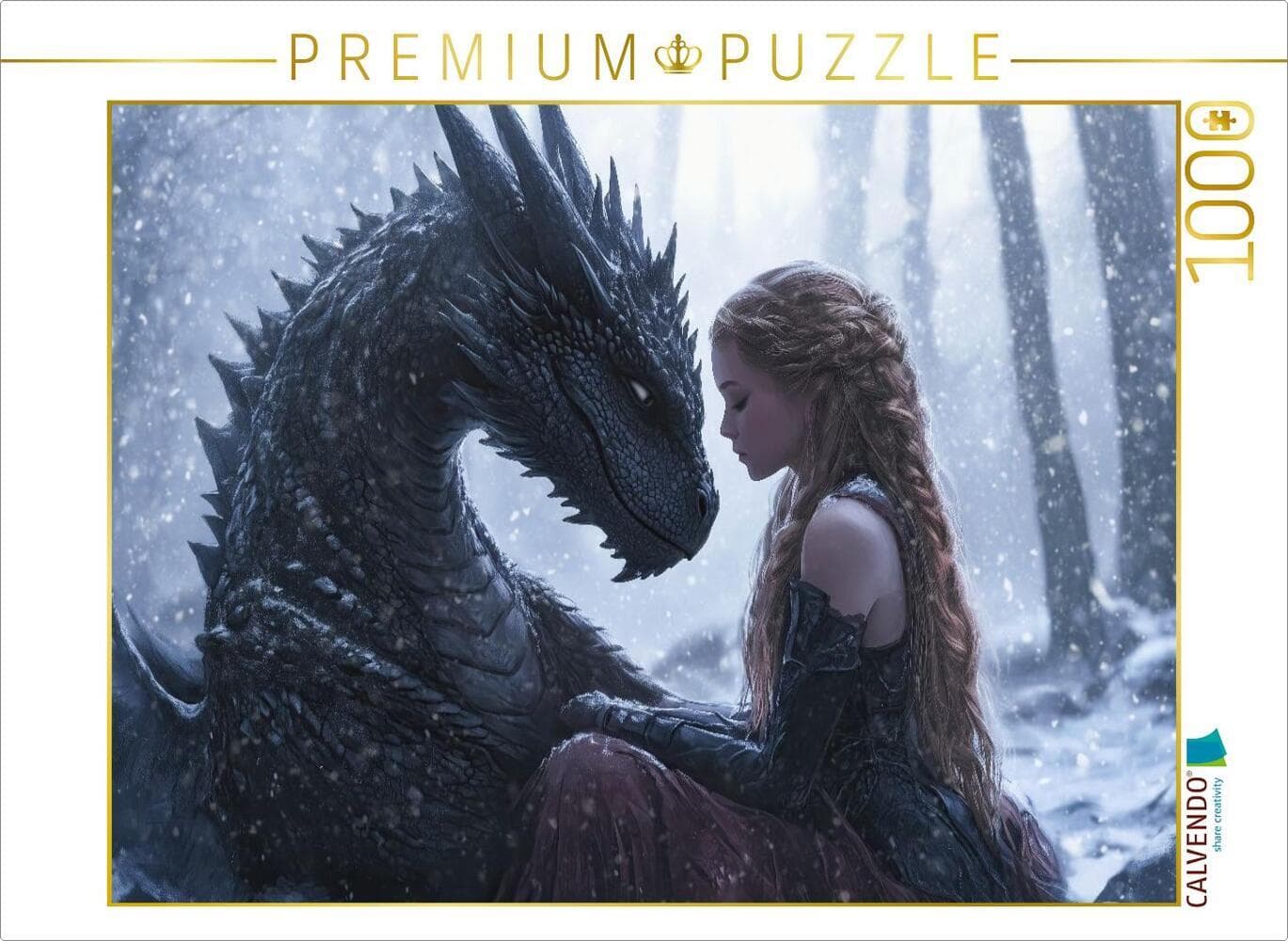 CALVENDO Puzzle Die Hüterin und ihr Drachenfreund | 1000 Teile Lege-Größe 64x48cm Foto-Puzzle für glückliche Stunden