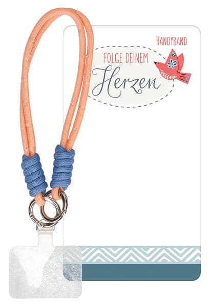 Handykette 36,5 cm - stilvolles lachs-blaues Handyband