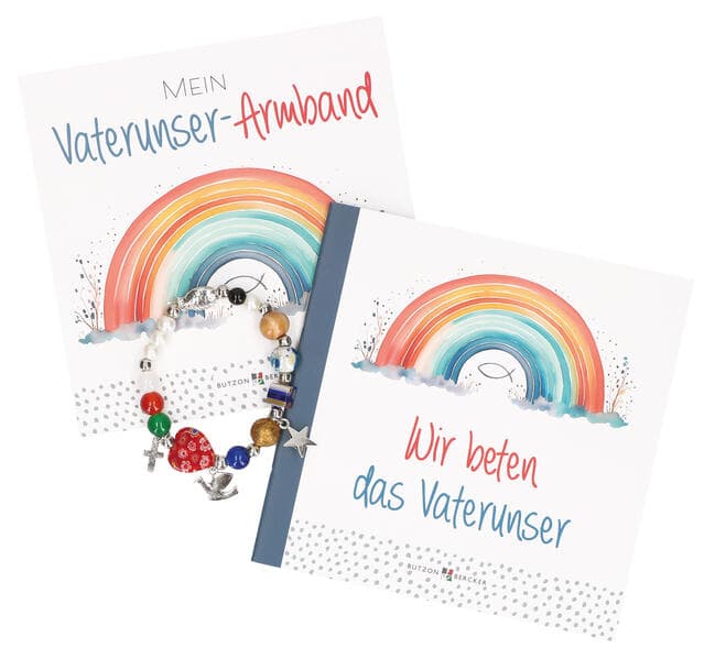Stretch-Armband mit Kreuz und bunten Perlen: Mein Vaterunser