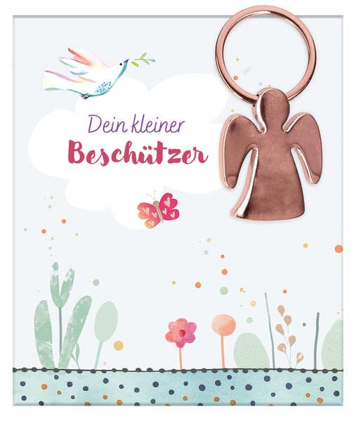 Engel-Schlüsselanhänger aus roségoldfarbenem Metall