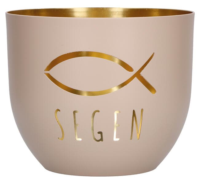 "Segen" Metall-Windlicht mit Fischmotiv