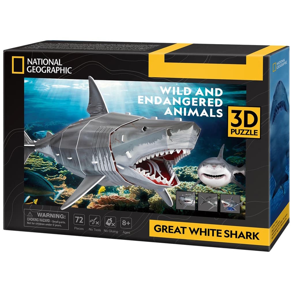 CubicFun - National Geographic 3D Puzzle Weißer Hai, 72 Teile