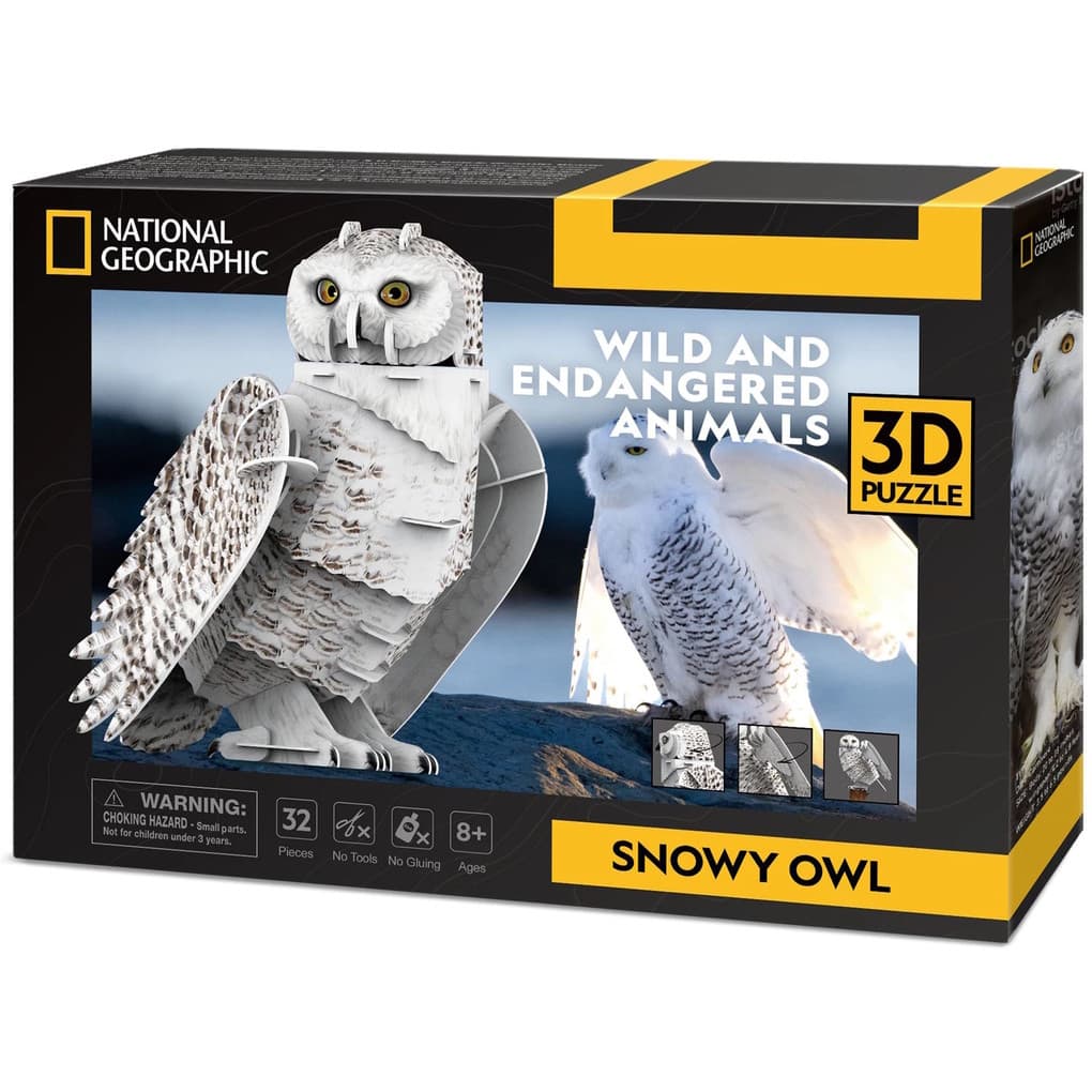CubicFun - National Geographic 3D Puzzle Schneeeule, 62 Teile