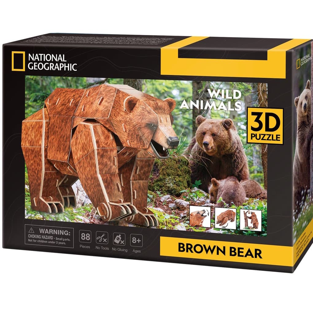 CubicFun - National Geographic 3D Puzzle Braunbär 3D Puzzle, 88 Teile