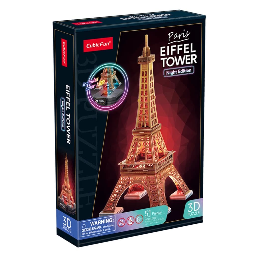 CubicFun - 3D Puzzle Eiffelturm LED, 51 Teile
