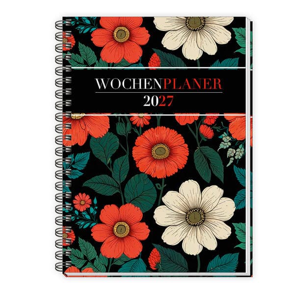 TRÖTSCH - Wochenplaner A5 mit Wire-O Blumen 2027