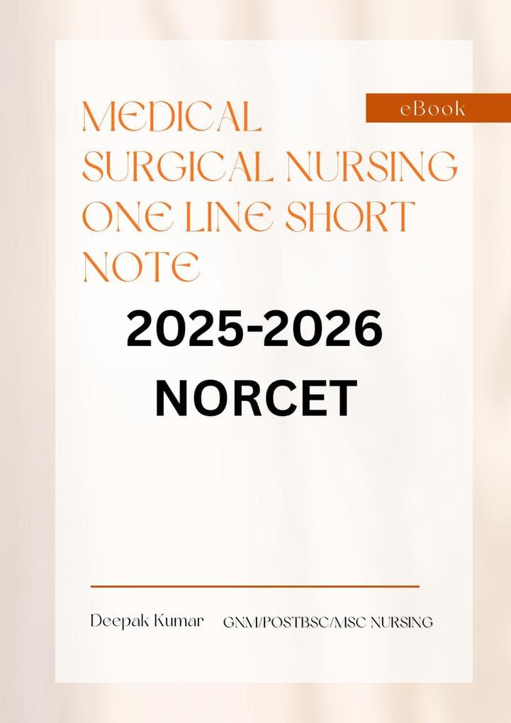 Medical surgical nursing one line short notes