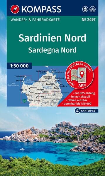 KOMPASS Wanderkarten-Set 2497 Sardinien Nord / Sardegna Nord (4 Karten) 1:50.000