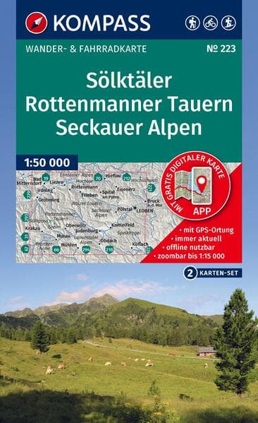 KOMPASS Wanderkarten-Set 223 Sölktäler, Rottenmanner Tauern, Seckauer Alpen (2 Karten) 1:55.000