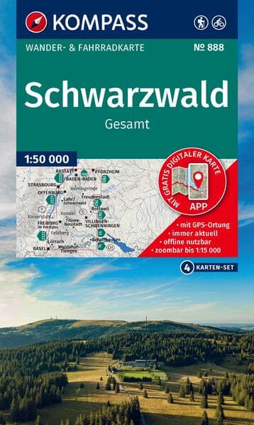 KOMPASS Wanderkarten-Set 888 Schwarzwald Gesamt (4 Karten) 1:50.000