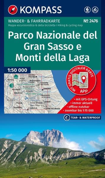 KOMPASS Wanderkarte 2476 Parco Nazionale del Gran Sasso e Monti della Laga 1:50.000
