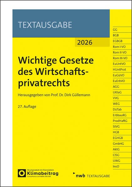 Wichtige Gesetze des Wirtschaftsprivatrechts